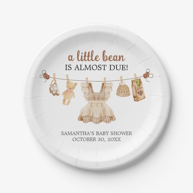 Kaffeekochen Baby Shower Pappteller (Vorderseite)