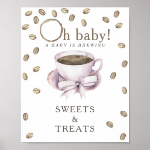 Kaffeekochen Baby Shower SÜSSIGKEITEN UND LECKEREI Poster
