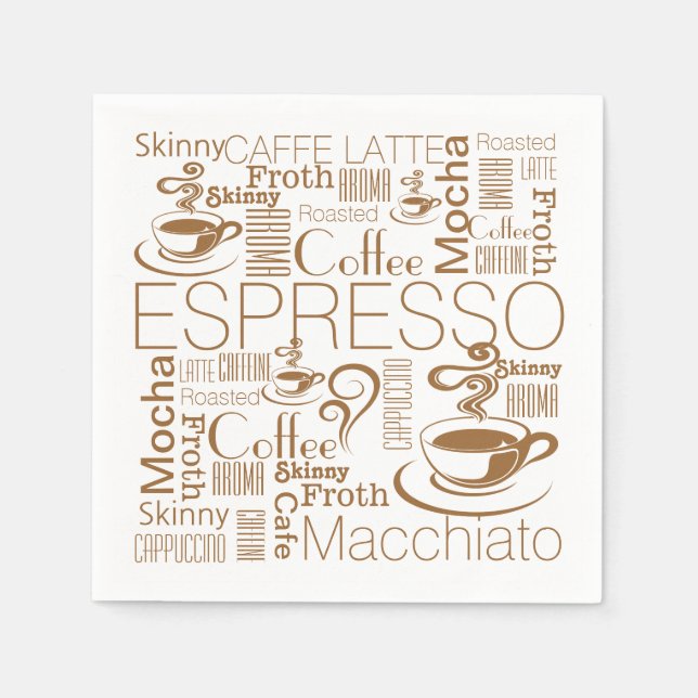 Kaffeekollenmuster braun weiß serviette (Vorderseite)