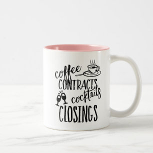 Kaffeekontrakte Cocktails Losings Echtes Anwesen Zweifarbige Tasse