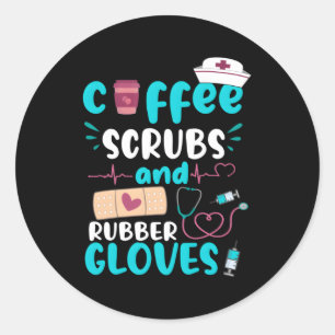 Kaffeekrubs Rubber Gloves Rn Registered Nurse Qu Runder Aufkleber
