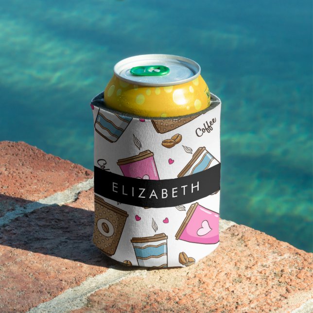 Kaffeekuchen, Kaffeebohnen, Herz, Ihr Name Dosenkühler (In Situ Pool)