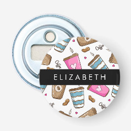 Kaffeekuchen, Kaffeebohnen, Herz, Ihr Name Flaschenöffner