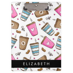 Kaffeekuchen, Kaffeebohnen, Herz, Ihr Name Klemmbrett