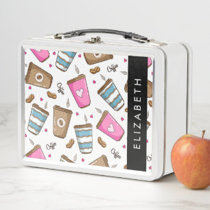 Kaffeekuchen, Kaffeebohnen, Herz, Ihr Name Metall Brotdose