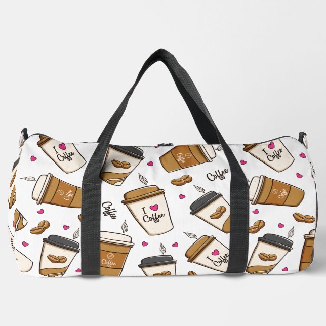 Kaffeekuchen, Kaffeebohnen, Kaffee Lover, Herzen Duffle Bag (Vorderseite)