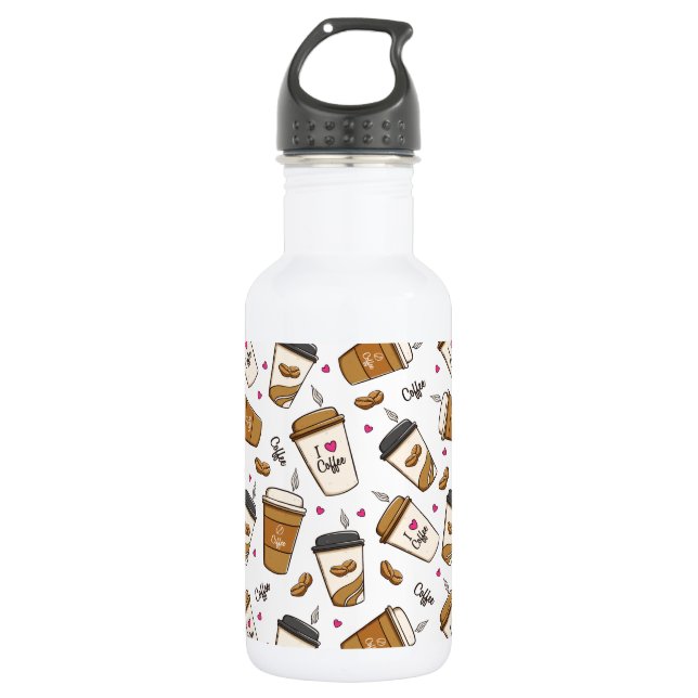 Kaffeekuchen, Kaffeebohnen, Kaffee Lover, Herzen Edelstahlflasche (Vorderseite)