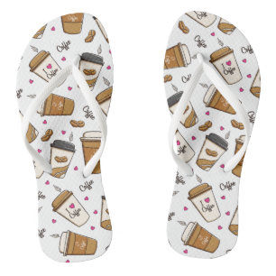 Kaffeekuchen, Kaffeebohnen, Kaffee Lover, Herzen Flip Flops