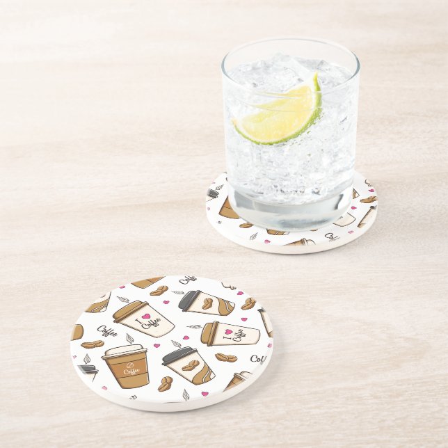 Kaffeekuchen, Kaffeebohnen, Kaffee Lover, Herzen Getränkeuntersetzer (Seite)