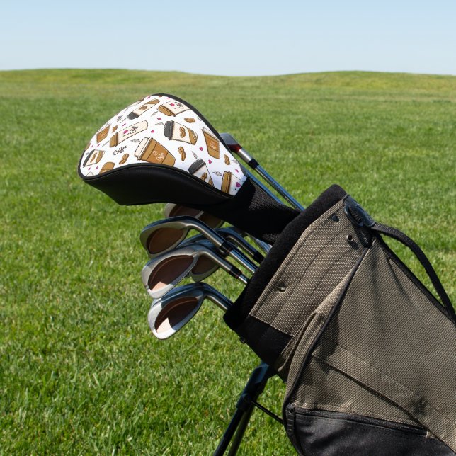 Kaffeekuchen, Kaffeebohnen, Kaffee Lover, Herzen Golf Headcover (In SItu)