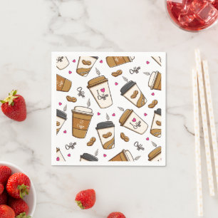 Kaffeekuchen, Kaffeebohnen, Kaffee Lover, Herzen Serviette
