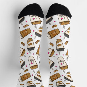 Kaffeekuchen, Kaffeebohnen, Kaffee Lover, Herzen Socken