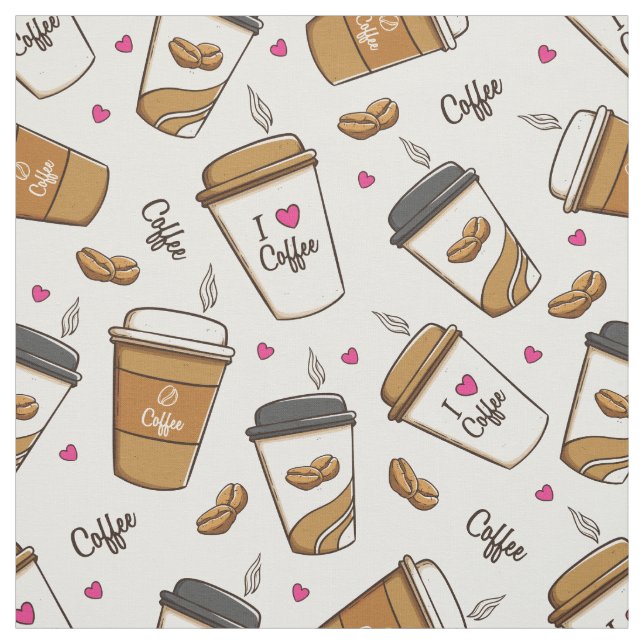 Kaffeekuchen, Kaffeebohnen, Kaffee Lover, Herzen Stoff (Muster)