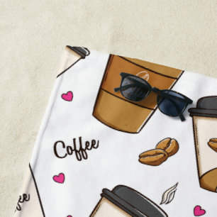 Kaffeekuchen, Kaffeebohnen, Kaffee Lover, Herzen Strandtuch
