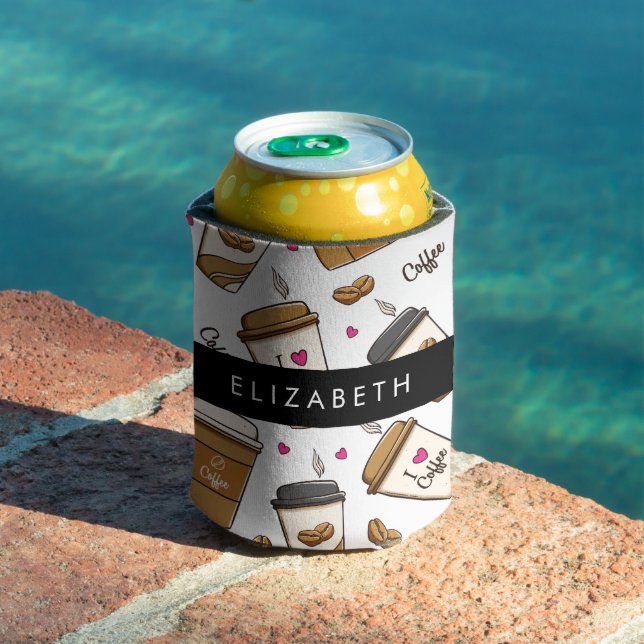 Kaffeekuchen, Kaffeebohnen, Kaffee Lover, Ihr Name Dosenkühler (In Situ Pool)