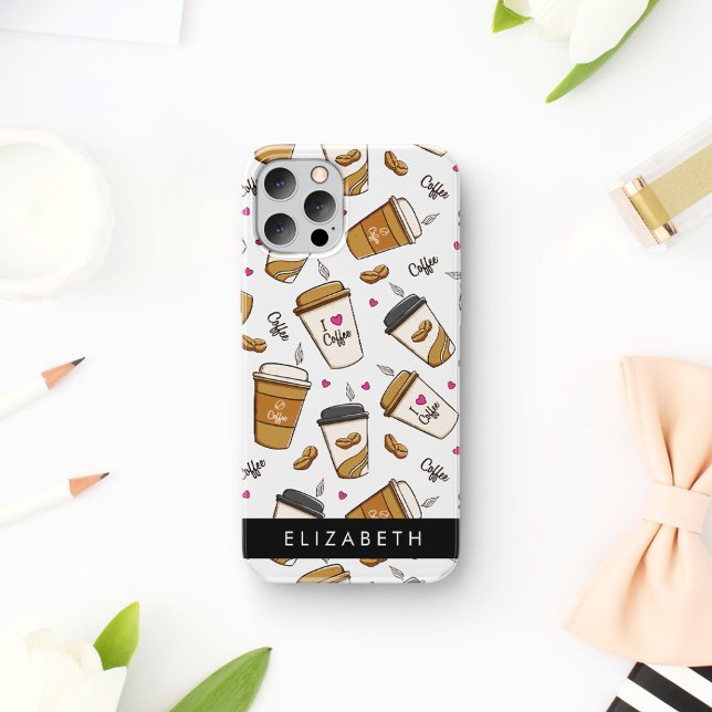 Kaffeekuchen, Kaffeebohnen, Kaffee Lover, Ihr Name iPhone 16 Hülle (Von Creator hochgeladen)