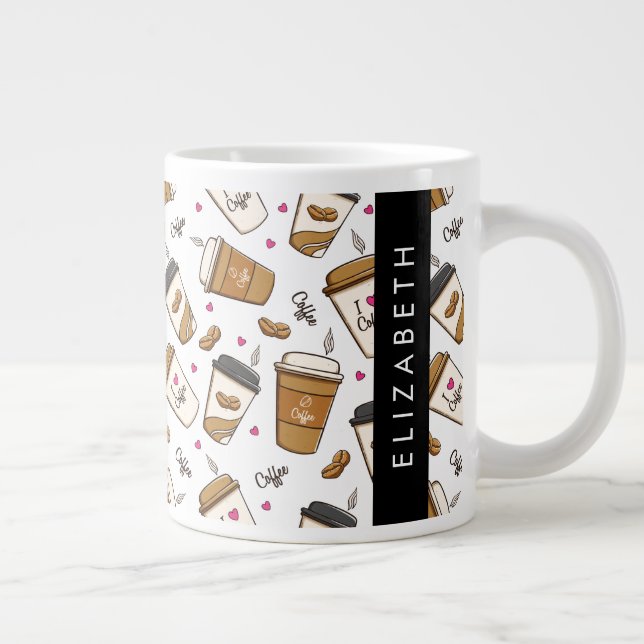 Kaffeekuchen, Kaffeebohnen, Kaffee Lover, Ihr Name Jumbo-Tasse (Rechts)