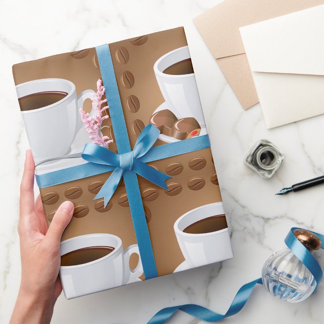 Kaffeekuchen mit Bohnen und Schokolade Geschenkpapier (Von Creator hochgeladen)