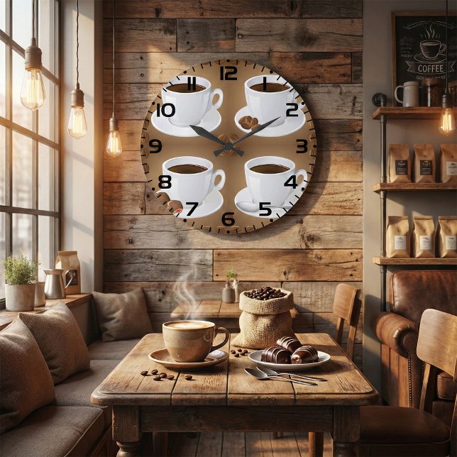 Kaffeekuchen mit Bohnen und Schokolade Große Wanduhr (Von Creator hochgeladen)