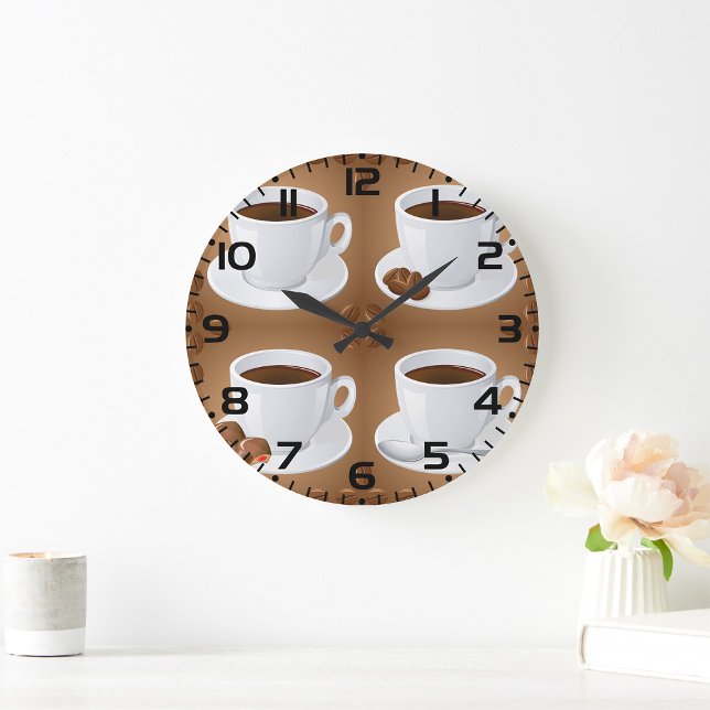 Kaffeekuchen mit Bohnen und Schokolade Große Wanduhr (Von Creator hochgeladen)