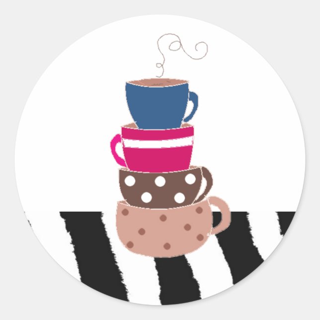 Kaffeekuchen stapeln runder aufkleber (Vorderseite)