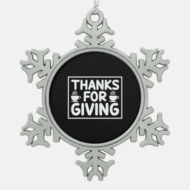 Kaffeekunst danke für die Geschenke Schneeflocken Zinn-Ornament (Vorderseite)