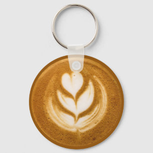 Kaffeekunst Herz Blumen Schlüsselanhänger