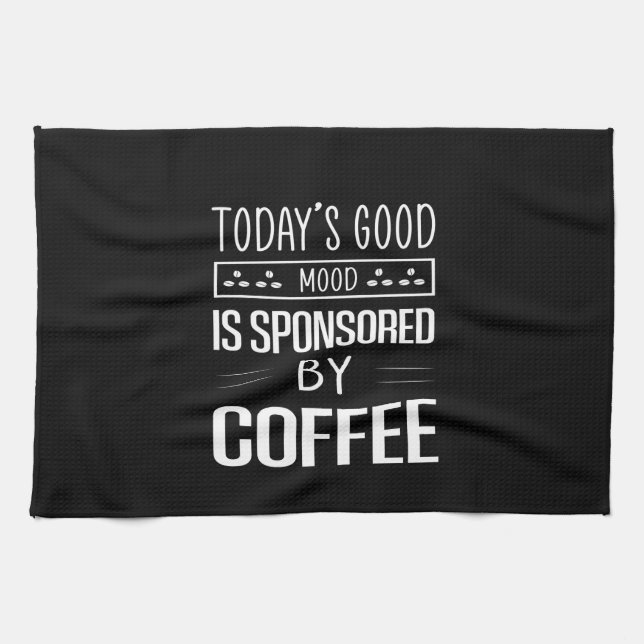 Kaffeekunst heute ist gute Laune Geschirrtuch (Horizontal)