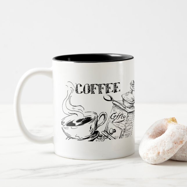 Kaffeekunst Zweifarbige Tasse (Mit Donut)