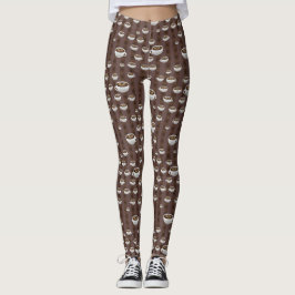 Kaffeekuppen und Streifen Leggings