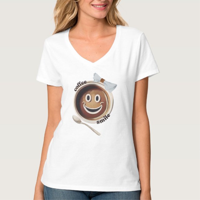 Kaffeelächeln Niedlich süß T-Shirt (Vorderseite)