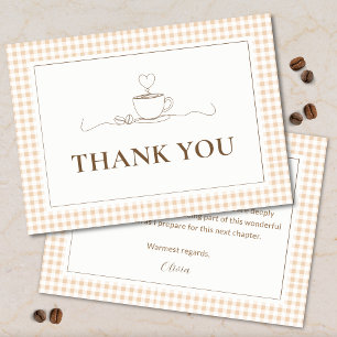 Kaffeeliebe braut Gingham-Junggesellinnenabschied Dankeskarte