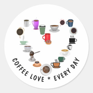 Kaffeeliebe Kaffeek Herz Runder Aufkleber