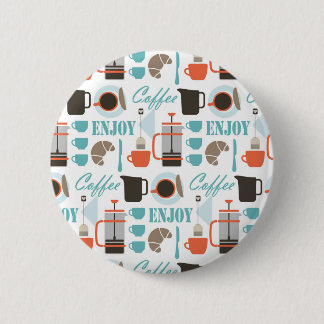 Kaffeeliebe und Café-Muster Button