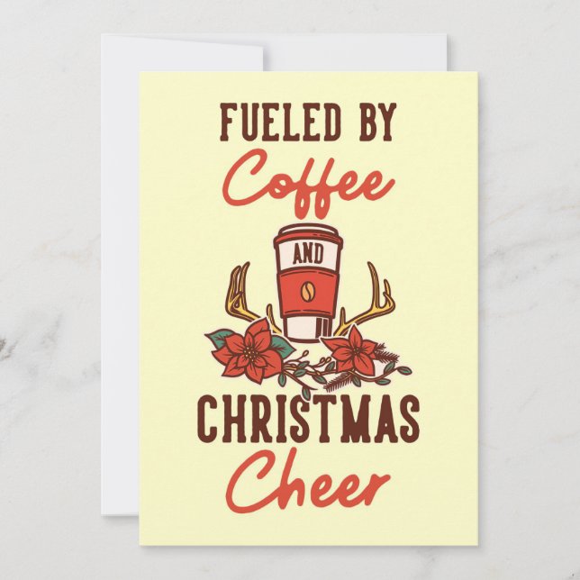 Kaffeeliebhaber, angetrieben von Kaffee und Weihna Einladung (Vorderseite)