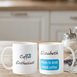 Kaffeeliebhaber benutzerdefinierter Name weiß und Kaffeetasse