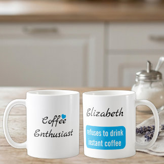 Kaffeeliebhaber benutzerdefinierter Name weiß und  Kaffeetasse