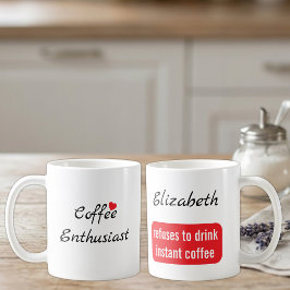 Kaffeeliebhaber benutzerdefinierter Name weiß und Kaffeetasse
