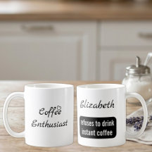 Kaffeeliebhaber benutzerdefinierter Name weiß und