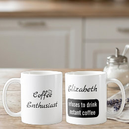 Kaffeeliebhaber benutzerdefinierter Name weiß und  Kaffeetasse