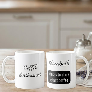 Kaffeeliebhaber benutzerdefinierter Name weiß und  Kaffeetasse