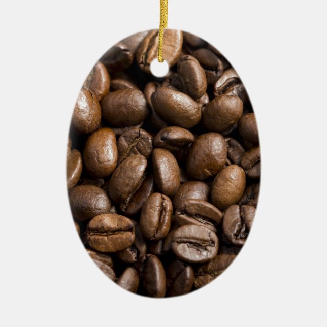Kaffeeliebhaber Bohnen Brown Hintergrund Keramikornament (Vorne)