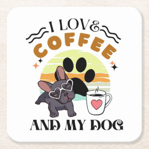 Kaffeeliebhaber - ich Liebe Kaffee und mein Hund Rechteckiger Pappuntersetzer