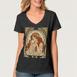 Kaffeeliebhaber im Stil von Mucha Art Nouveau T-Shirt