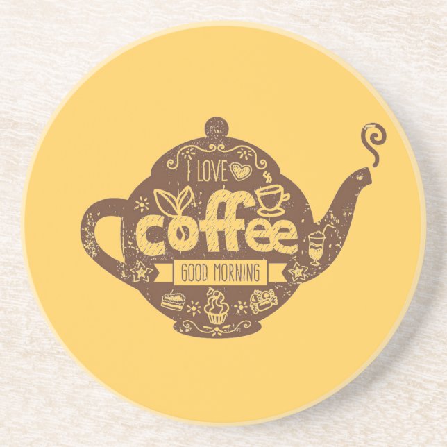 Kaffeeliebhaber Vintages Retro-Café Kunst I Liebe  Getränkeuntersetzer (Vorne)