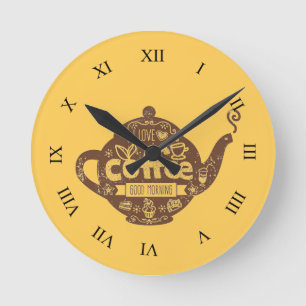 Kaffeeliebhaber Vintages Retro-Café Kunst I Liebe  Runde Wanduhr