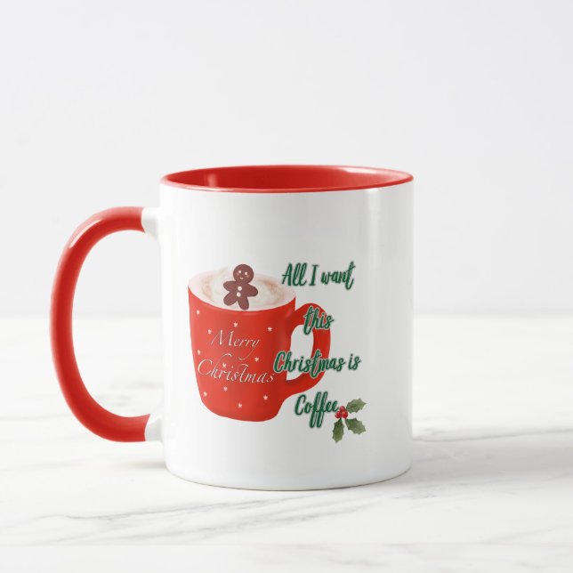 Kaffeeliebhaber Weihnachten Zwei-Töne-Tasse Tasse (Links)