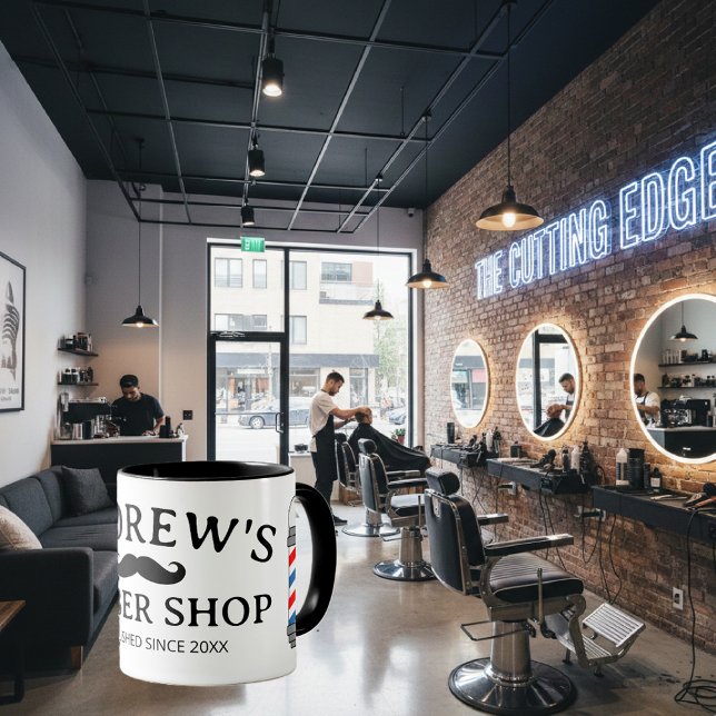 Kaffeemaschine aus Friseursalon Tasse mit Stöcken  (Barber shop mug)