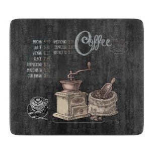 Kaffeemaschine Chalkboard Art: Glasschneidplatte Schneidebrett