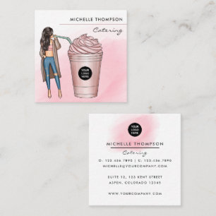 Kaffeemaschine Food Catering Business Card Quadratische Visitenkarte